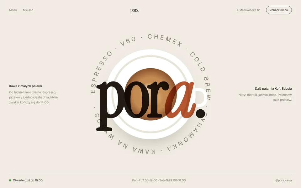 Projekt strony kawiarni Pora